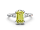 White gold Fancy Yellow Emerald  Solitaire Diamond Engagement Ring with Pave Band and Six-Prong Setting_20
