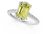 White gold Fancy Yellow Emerald  Solitaire Diamond Engagement Ring with Pave Band and Six-Prong Setting_21