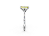 White gold Fancy Yellow Emerald  Solitaire Diamond Engagement Ring with Pave Band and Six-Prong Setting_22