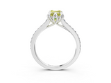White gold Fancy Yellow Emerald  Solitaire Diamond Engagement Ring with Pave Band and Six-Prong Setting_23