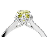 White gold Fancy Yellow Emerald  Solitaire Diamond Engagement Ring with Pave Band and Six-Prong Setting_24
