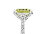 White gold Fancy Yellow Emerald  Solitaire Diamond Engagement Ring with Pave Band and Six-Prong Setting_25