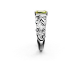 White gold Fancy Yellow Emerald  Solitaire Diamond Leaf Vine Band with Prong Setting_30