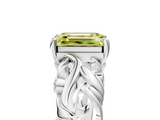 White gold Fancy Yellow Emerald  Solitaire Diamond Leaf Vine Band with Prong Setting_33