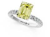 White gold Fancy Yellow Emerald  Solitaire Diamond Pavé Band with Four-Prong Setting_46