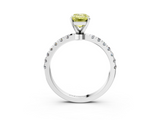 White gold Fancy Yellow Emerald  Solitaire Diamond Pavé Band with Four-Prong Setting_48