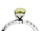 White gold Fancy Yellow Emerald  Solitaire Diamond Pavé Band with Four-Prong Setting_49