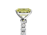 White gold Fancy Yellow Emerald  Solitaire Diamond Pavé Band with Four-Prong Setting_50