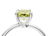 White gold Fancy Yellow Emerald  Solitaire Diamond Ring with 4-Prong Setting on a Classic Band_7