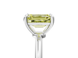 White gold Fancy Yellow Emerald  Solitaire Diamond Ring with 4-Prong Setting on a Classic Band_8