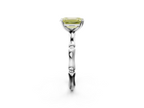 White gold Fancy Yellow Emerald  Solitaire Diamond Ring with Bamboo Band and Four-Prong Setting_52
