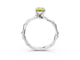 White gold Fancy Yellow Emerald  Solitaire Diamond Ring with Bamboo Band and Four-Prong Setting_57
