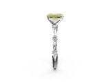 White gold Fancy Yellow Emerald  Solitaire Diamond Ring with Bezel Set Side Stones and Prong Setting_5