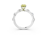 White gold Fancy Yellow Emerald  Solitaire Diamond Ring with Bezel Set Side Stones and Prong Setting_6