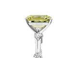 White gold Fancy Yellow Emerald  Solitaire Diamond Ring with Bezel Set Side Stones and Prong Setting_8