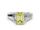 White gold Fancy Yellow Emerald  Solitaire Diamond Ring with Cathedral Band and Four-Prong Setting_66