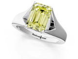 White gold Fancy Yellow Emerald  Solitaire Diamond Ring with Cathedral Band and Four-Prong Setting_67