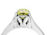 White gold Fancy Yellow Emerald  Solitaire Diamond Ring with Cathedral Band and Four-Prong Setting_70