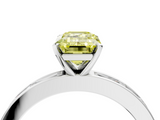 White gold Fancy Yellow Emerald  Solitaire Diamond Ring with Channel-Set Baguette Band and Four-Prong Setting_118