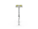 White gold Fancy Yellow Emerald  Solitaire Diamond Ring with Channel Set Band and Bezel Prong Setting_70