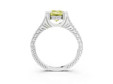 White gold Fancy Yellow Emerald  Solitaire Diamond Ring with Channel Set Band and Bezel Prong Setting_71