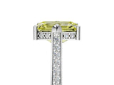 White gold Fancy Yellow Emerald  Solitaire Diamond Ring with Channel Set Band and Bezel Prong Setting_73