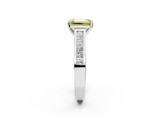 White gold Fancy Yellow Emerald  Solitaire Diamond Ring with Channel-Set Band and Four-Prong Setting_5