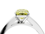White gold Fancy Yellow Emerald  Solitaire Diamond Ring with Channel-Set Band and Four-Prong Setting_7