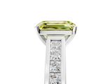 White gold Fancy Yellow Emerald  Solitaire Diamond Ring with Channel-Set Band and Four-Prong Setting_8