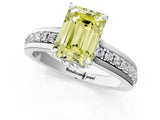 White gold Fancy Yellow Emerald  Solitaire Diamond Ring with Channel Set Band and Six-Prong Setting_49