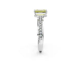 White gold Fancy Yellow Emerald  Solitaire Diamond Ring with Channel Set Band and Six-Prong Setting_49