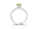 White gold Fancy Yellow Emerald  Solitaire Diamond Ring with Channel Set Band and Six-Prong Setting_50