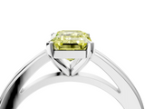 White gold Fancy Yellow Emerald  Solitaire Diamond Ring with Four-Prong Setting and Classic Band_7