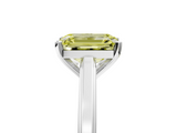 White gold Fancy Yellow Emerald  Solitaire Diamond Ring with Four-Prong Setting and Classic Band_8