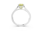 White gold Fancy Yellow Emerald  Solitaire Diamond Ring with Four-Prong Setting and Tapered Band 4