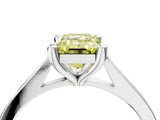 White gold Fancy Yellow Emerald  Solitaire Diamond Ring with Four-Prong Setting and Tapered Band 5