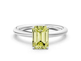White gold Fancy Yellow Emerald  Solitaire Diamond Ring with Four-Prong Setting on a Plain Band_32