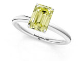 White gold Fancy Yellow Emerald  Solitaire Diamond Ring with Four-Prong Setting on a Plain Band_33