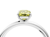 White gold Fancy Yellow Emerald  Solitaire Diamond Ring with Four-Prong Setting on a Plain Band_36