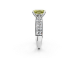 White gold Fancy Yellow Emerald  Solitaire Diamond Ring with Milgrain Pavé Band and Four-Prong Setting_38
