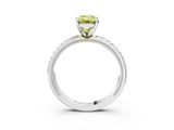 White gold Fancy Yellow Emerald  Solitaire Diamond Ring with Milgrain and Black Enamel X Pattern Band_76