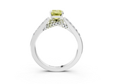 White gold Fancy Yellow Emerald  Solitaire Diamond Ring with Pavé Band and Four-Prong Setting_81