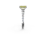 White gold Fancy Yellow Emerald  Solitaire Diamond Ring with Pave Band and Four-Prong Setting_303
