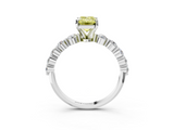 White gold Fancy Yellow Emerald  Solitaire Diamond Ring with Pave Band and Four-Prong Setting_308