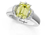 White gold Fancy Yellow Emerald  Solitaire Diamond Ring with Pave Band and Six-Prong Setting_33