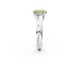 White gold Fancy Yellow Emerald  Solitaire Diamond Ring with Pave Band and Six-Prong Setting_34