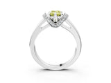 White gold Fancy Yellow Emerald  Solitaire Diamond Ring with Pave Band and Six-Prong Setting_35
