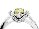 White gold Fancy Yellow Emerald  Solitaire Diamond Ring with Pave Band and Six-Prong Setting_36