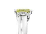 White gold Fancy Yellow Emerald  Solitaire Diamond Ring with Pave Band and Six-Prong Setting_37