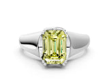 White gold Fancy Yellow Emerald  Solitaire Diamond Ring with Six-Prong Cathedral Setting_32